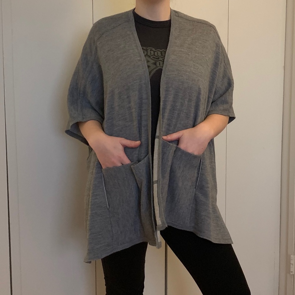 Athleta Gray cape sweater reversible wrap pancho